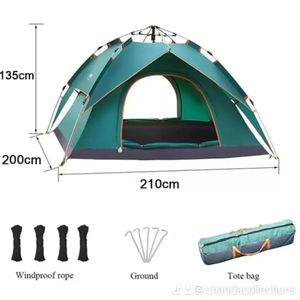 3 to 4 person Waterproof Automatic Pop Up Camping Hiking Tent size 205cm by 205cm by 130cm
