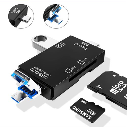 L 6 in 1 OTG Type C Card Reader USB 2.0 TF Micro SD Smart Memory Flash Drive Adapter Micro Phone Accessories Multifunction Card Reader