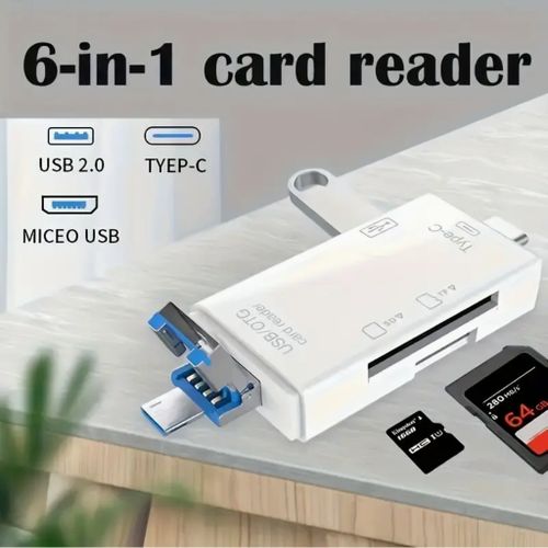 L 6 in 1 OTG Type C Card Reader USB 2.0 TF Micro SD Smart Memory Flash Drive Adapter Micro Phone Accessories Multifunction Card Reader