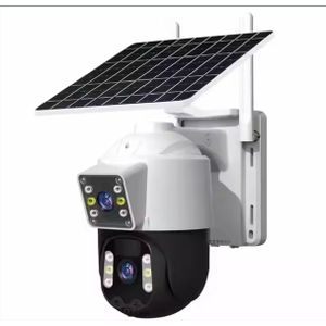 Dual Lens 4G (Simcard) Solar PTZ CCTV Camera With Two Lens with Human Detection Night Vision Security Monitor