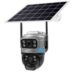 Dual Lens 4G (Simcard) Solar PTZ CCTV Camera With Two Lens with Human Detection Night Vision Security Monitor