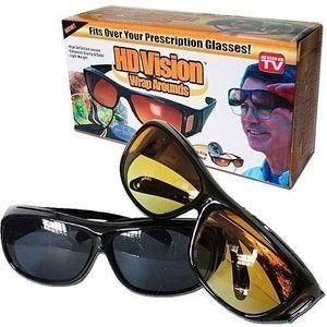 2Pcs Dark And Coloured Car Night Vision Driving Glasses Googles Safety Anti Glare Anti UV Driving Sunglasses Drivers Glasses Wrap Around Day Night Driving