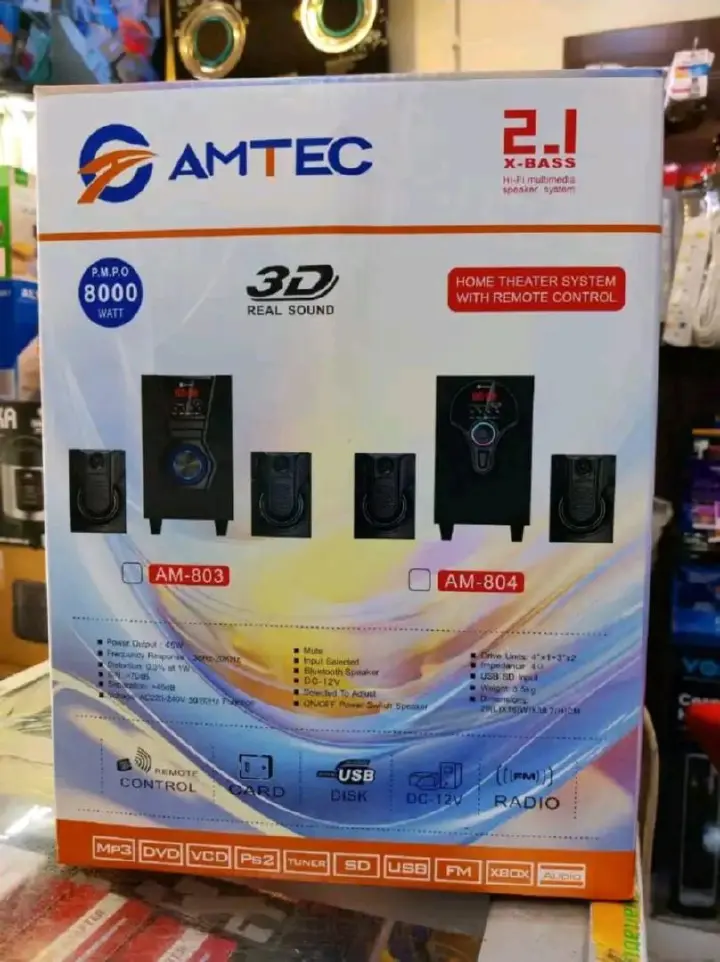Amtec AM-805 2.1CH Home Theatre System – 8000W, USB/SD/FM, Powerful Bass--