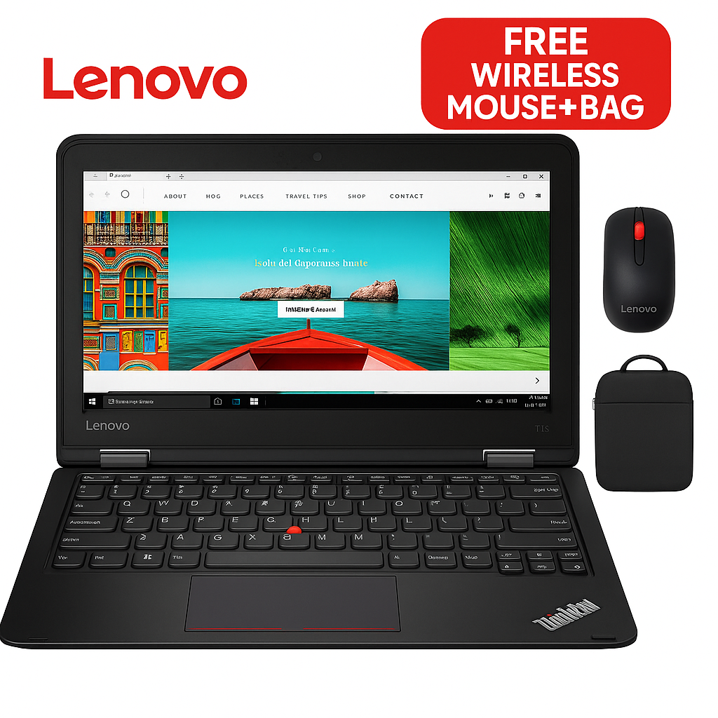 🎉 ANNIVERSARY OFFER!  (FREE BAG + MOUSE) 🎉TOUCHSCREEN LENOVO THINKPAD YOGA 11E X360 | 2-IN-1 TOUCHSCREEN LAPTOP | INTEL CELERON, 4GB RAM, 128GB SSD | 11.6" NOTEBOOK +PRE-INSTALLED WINDOWS 10/11