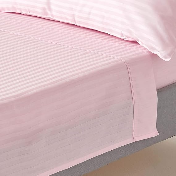 Flat Plain/Stripped High Grade Premium Cotton Bed Sheet Set, 2 Flat Bedsheets & 2 Pillow Cases