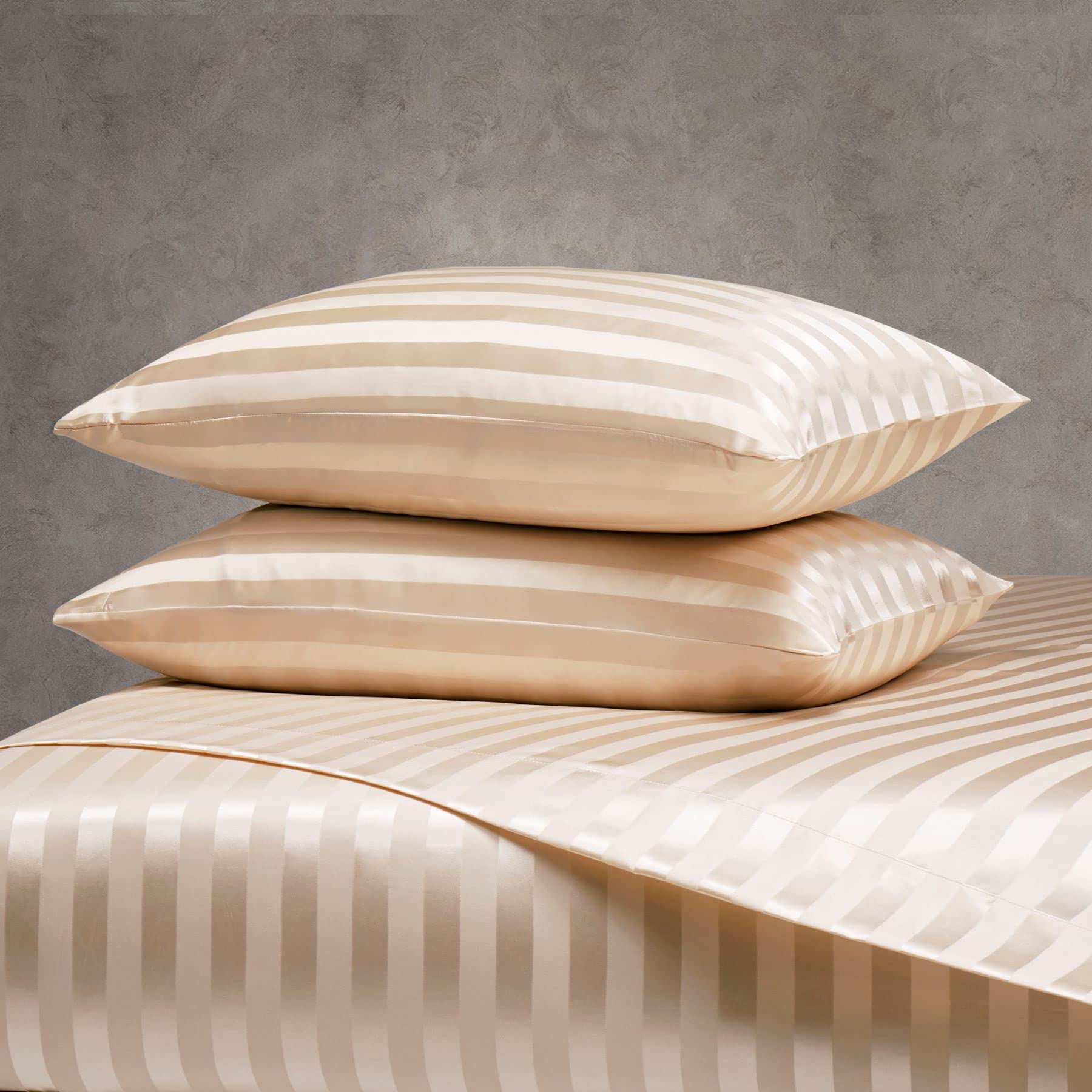 Flat Plain/Stripped High Grade Premium Cotton Bed Sheet Set, 2 Flat Bedsheets & 2 Pillow Cases