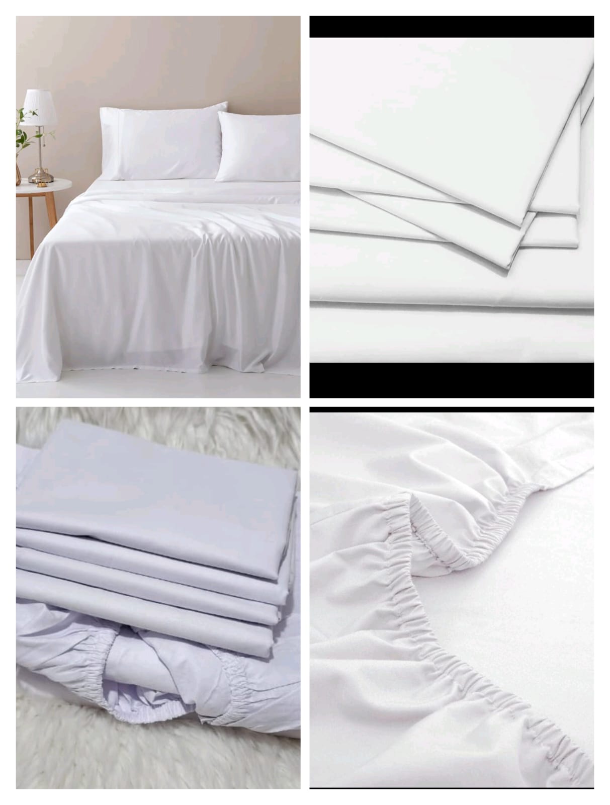 Fitted Plain/Stripped High Grade Premium Cotton Bed Sheet Set, 1 Flat Bedsheet, 1 Fitted Bedsheets & 4 Pillow Cases