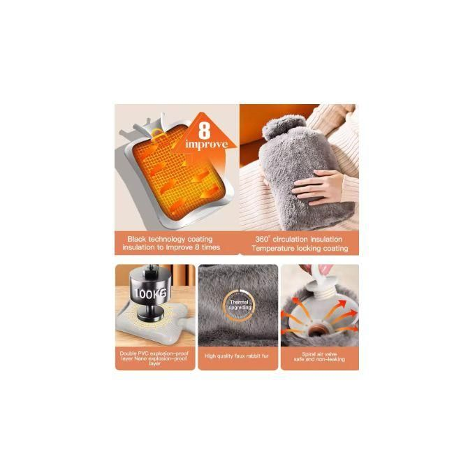 2L Hot Water Bottle Thick Rubber Warm Set hot Water Bag with Cover