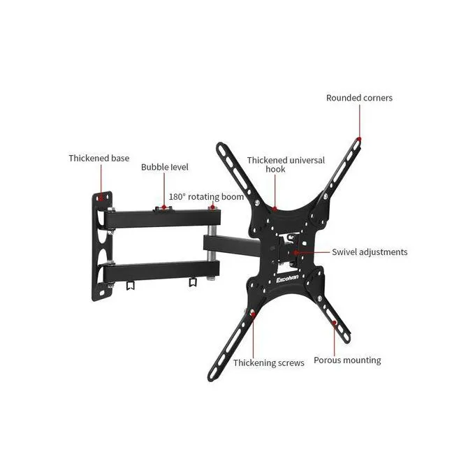 Generic 14' - 55" Full Motion Swivel Wall Mount TV Bracket Black