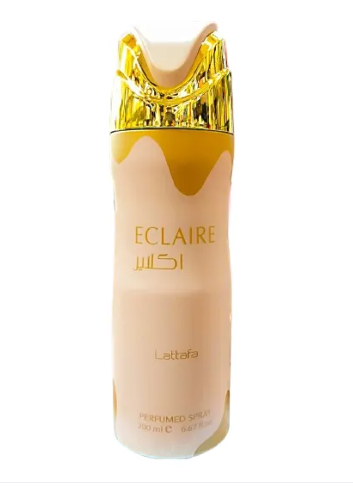Lattafa Eclaire 200ml sweet gourmand with caramel, milk, sugar, honey, white flowers, vanilla, praline, and musk l Body Spray for Women suitable for daily wear