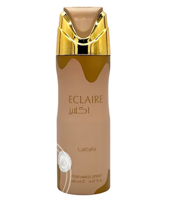 Lattafa Eclaire 200ml sweet gourmand with caramel, milk, sugar, honey, white flowers, vanilla, praline, and musk l Body Spray for Women suitable for daily wear