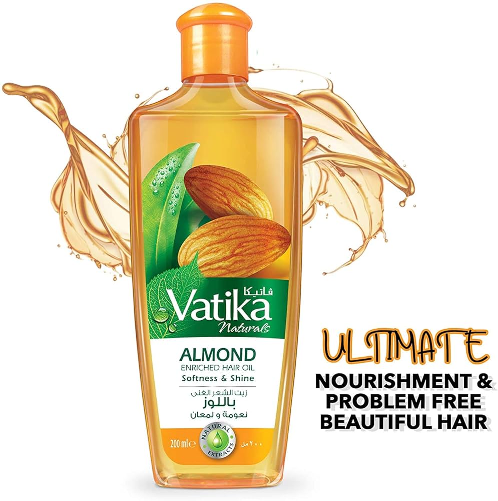 Vatika Almond Enriched Hair Oil with Coconut & Sesame – Deep Conditioning & Extra Softness, 200ml