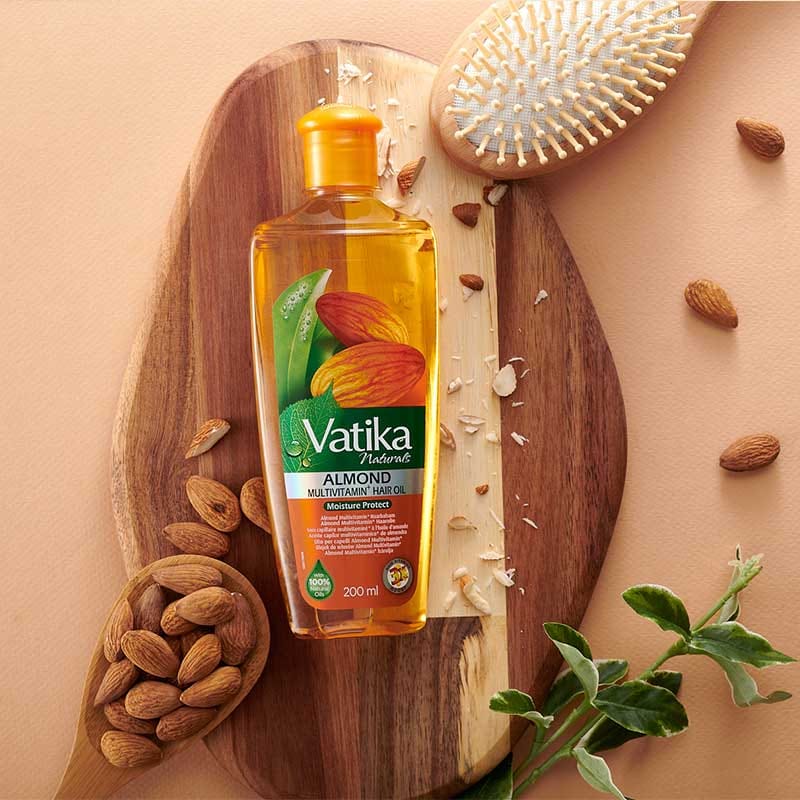 Vatika Almond Enriched Hair Oil with Coconut & Sesame – Deep Conditioning & Extra Softness, 200ml