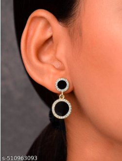 Elegant Black and Gold Dangle Drop Earrings for Women – Stylish Long Earrings with Sparkling Crystal Trim, Lightweight Statement Jewelry