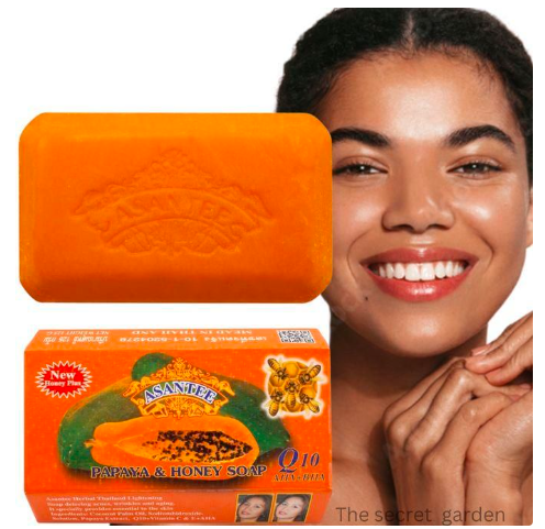 Asantee Papaya & Honey Herbal Whitening Soap – Natural Exfoliating & Brightening Skincare Bar with AHA & Collagen, for Face & Body