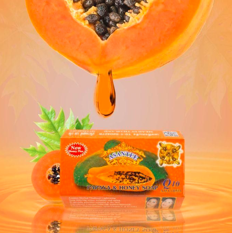Asantee Papaya & Honey Herbal Whitening Soap – Natural Exfoliating & Brightening Skincare Bar with AHA & Collagen, for Face & Body