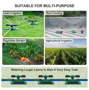 3 Arm 360⁰ Auto-Rotating Water Garden Sprinkler(360 full coverage, long range impulse sprinkling system)