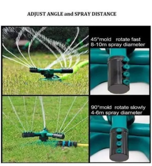 3 Arm 360⁰ Auto-Rotating Water Garden Sprinkler(360 full coverage, long range impulse sprinkling system)