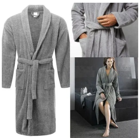Men Women Fleece Bathrobe Long Shawl Collar bathing Robe Fashion Bathrobe
