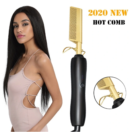 2 in 1 Hot Heating Comb Hair Straightener Flat Irons Straightening Brush Hair Straight Styler Corrugation Curling Iron Hair Curler Comb