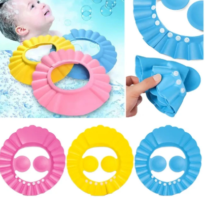 Baby Shower Soft Cap Children Ear Protection Shampoo Caps Wash Hat For Kids Adjustable Protect Head Cover Bathing Accessories