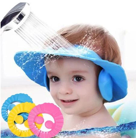 Baby Shower Soft Cap Children Ear Protection Shampoo Caps Wash Hat For Kids Adjustable Protect Head Cover Bathing Accessories