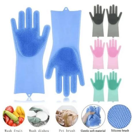 2 PCS Silicon Dish-Washing Kitchen Glove