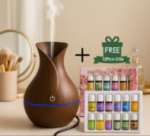 USB Aromatherapy Ultrasonic Humidifier and Scent Diffuser + 12pcs Different Scented Essential Oils. Keep the air moist and your home smelling lovely all at once!USB Aromatherapy Ultrasonic Humidifier