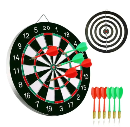 Dart Board Game Set - 17'' Double Sided Usable Dartboard with FREE 6 Steel Tip Darts, Excellent Indoor & Outdoor Party Game