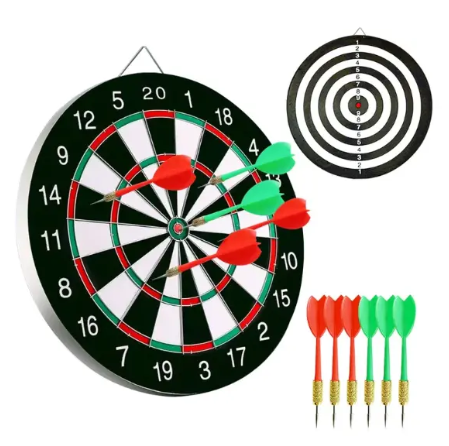 Dart Board Game Set - 17'' Double Sided Usable Dartboard with FREE 6 Steel Tip Darts, Excellent Indoor & Outdoor Party Game