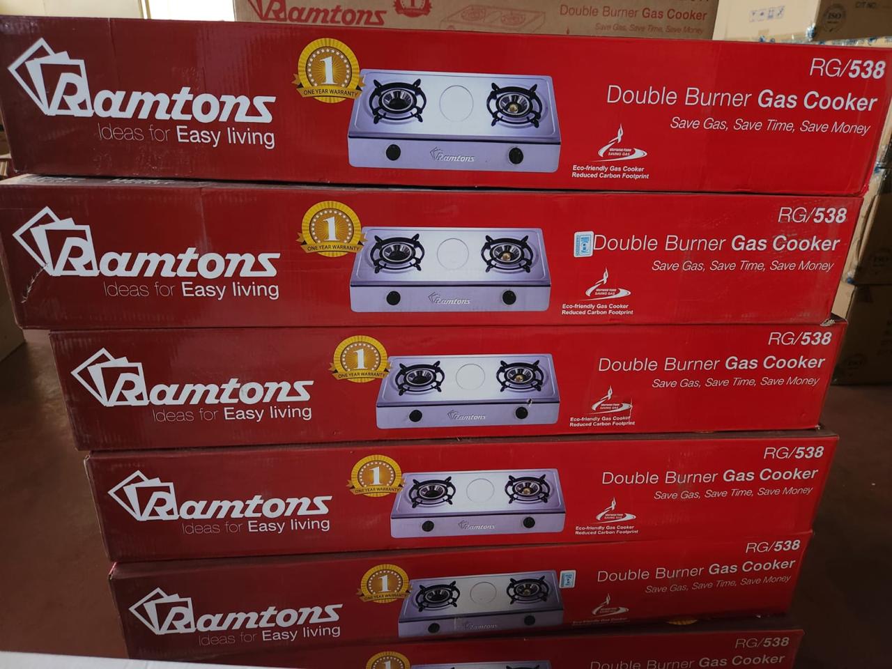 Ramtons Table Top Gas Cooker,2 Burner.Stainless steel exterior shields the burners for maximum protection, makes it stain resistant and durable.With auto ignition features.