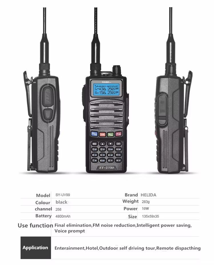 Digital 2way Radio Long Range 5W Dual Band 136-174/400-520MHz 3000mile Walkie Talkie Radio Telephone Charging HELIDA SY-UV99