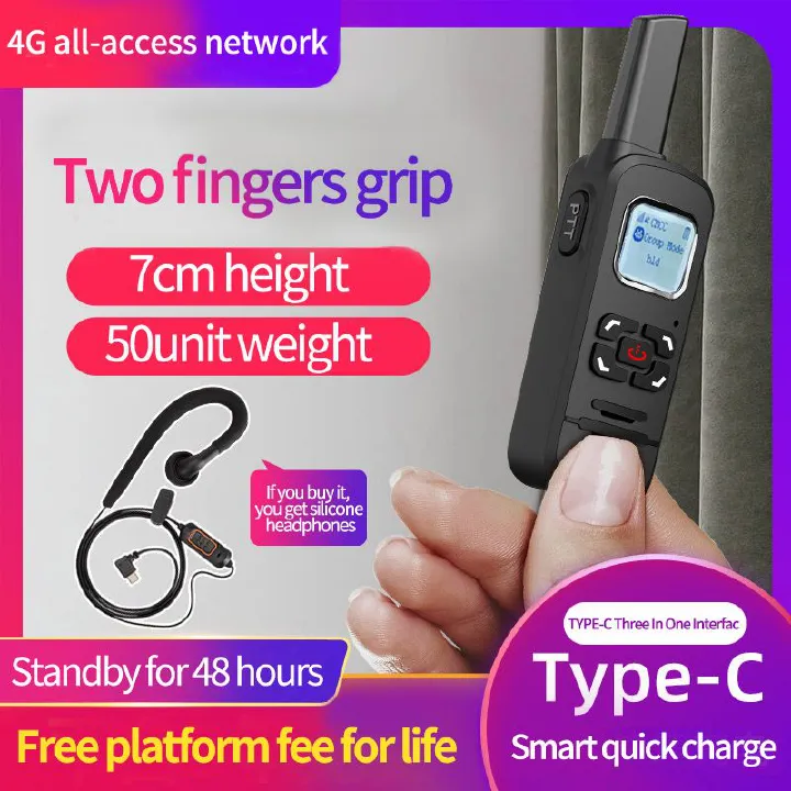 4G LTE NETWORK Two Way Radio 2w 10km TYPE-C 4G POC Walkie Talkie Support VHF/UHF Handheld Two-way Radio Frost with HEADSET HELIDA CD-K1