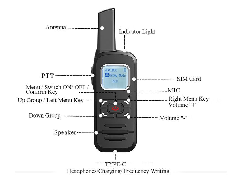 4G LTE NETWORK Two Way Radio 2w 10km TYPE-C 4G POC Walkie Talkie Support VHF/UHF Handheld Two-way Radio Frost with HEADSET HELIDA CD-K1