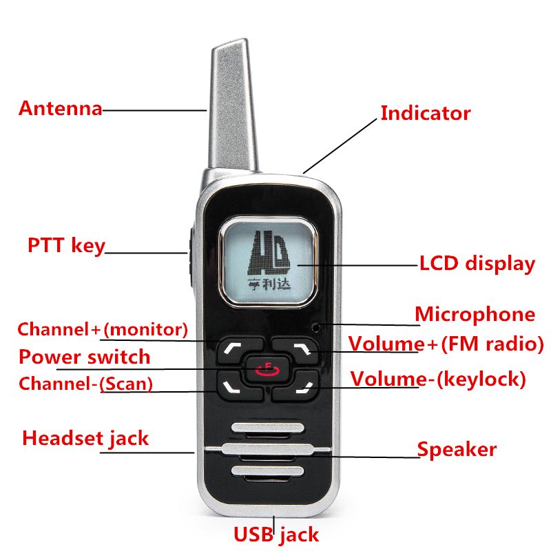 3KM range Mini Walkie Talkie in light weight HELIDA T-M6P 2W UHF Handheld Radio 400-520mhz Portable Walkie Talkie