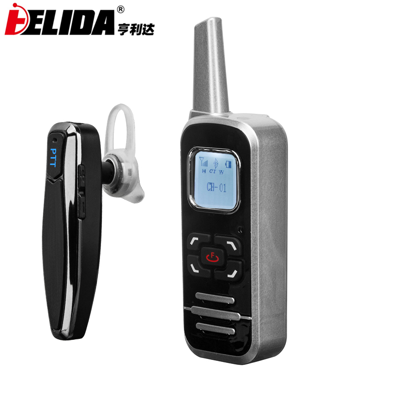 1100mah Mini USB Walkie Talkie with Bluetooth Call Speaker HELIDA T-BL6 UHF 2w LCD Screen Handheld Small Professional Radio Frequency