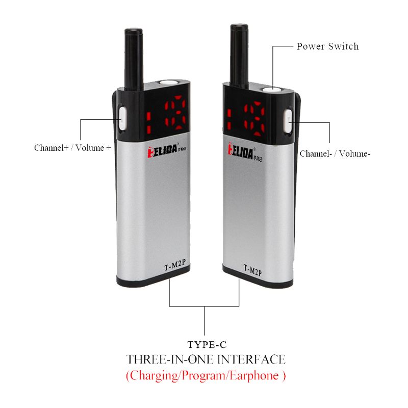 HELIDA T-M2P WATERPROOF Portable High Quality Mini UHF 400-520MHz Radio with Earphone Handstand Walkie Talkie 700mAh 35channels
