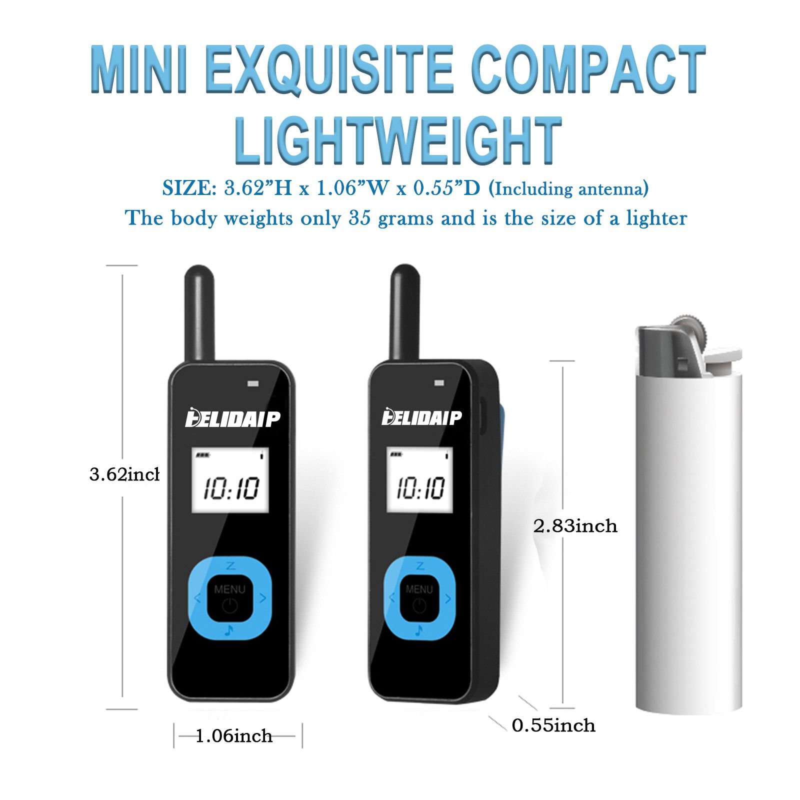 T-M1 Super Mini Walkie Talkie for Adults,Portable Two Way Radios with Earpiece,Small 2 Way Radio for Restaurant, Workplace,Outdoor Sport,Hotel,Tourism,Skiing, Hiking,Supermarket,Black 2 Pack
