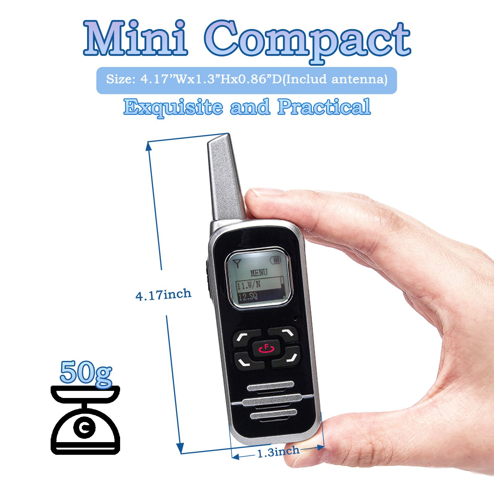 M6P Mini Walkie Talkies,1100mAh Battery Rechargeable,128 Channels,Long Range Walkie Talkies with FM Radio Function,LCD Display,Portable Two Way Radio for Trip Camping Hiking Workplace,2 Pack