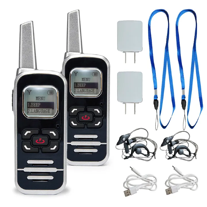 M6P Mini Walkie Talkies,1100mAh Battery Rechargeable,128 Channels,Long Range Walkie Talkies with FM Radio Function,LCD Display,Portable Two Way Radio for Trip Camping Hiking Workplace,2 Pack