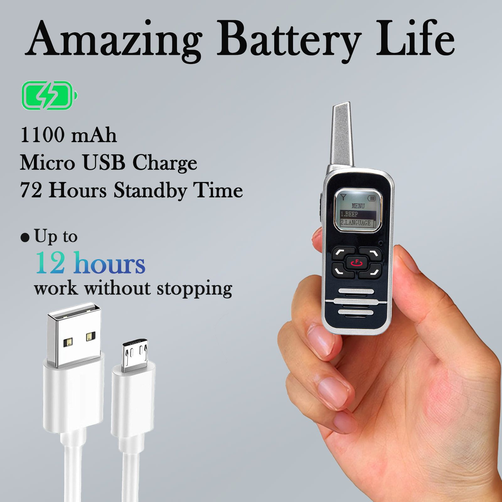 M6P Mini Walkie Talkies,1100mAh Battery Rechargeable,128 Channels,Long Range Walkie Talkies with FM Radio Function,LCD Display,Portable Two Way Radio for Trip Camping Hiking Workplace,2 Pack