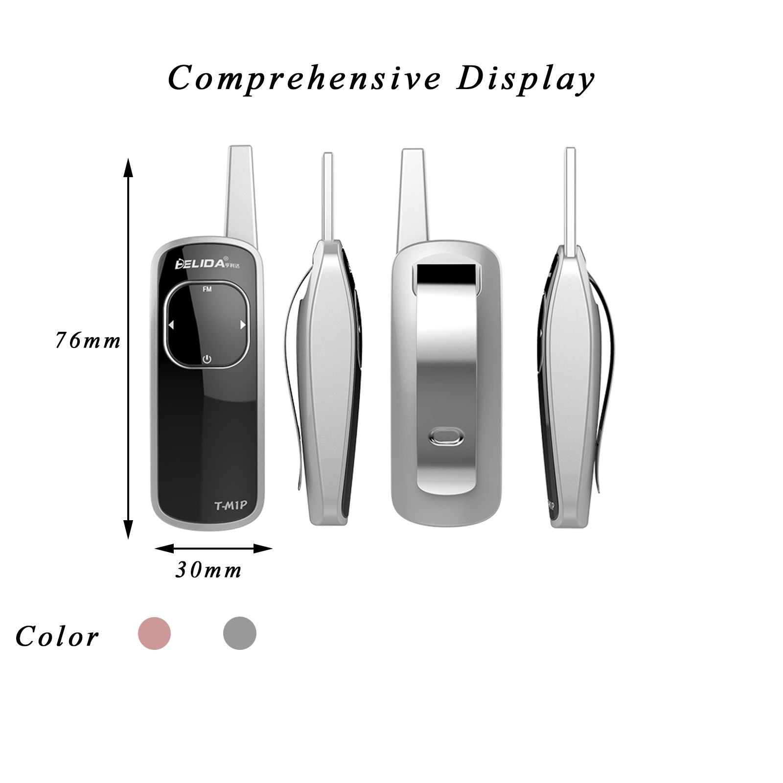 Small Light Thin FM Radio Transmitter with Headset HELIDA T-M1P 25channel Handheld 2 Way FM Radio Wholesales Mini Walkie Talkie