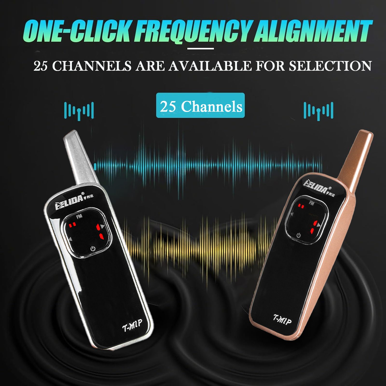 Small Light Thin FM Radio Transmitter with Headset HELIDA T-M1P 25channel Handheld 2 Way FM Radio Wholesales Mini Walkie Talkie