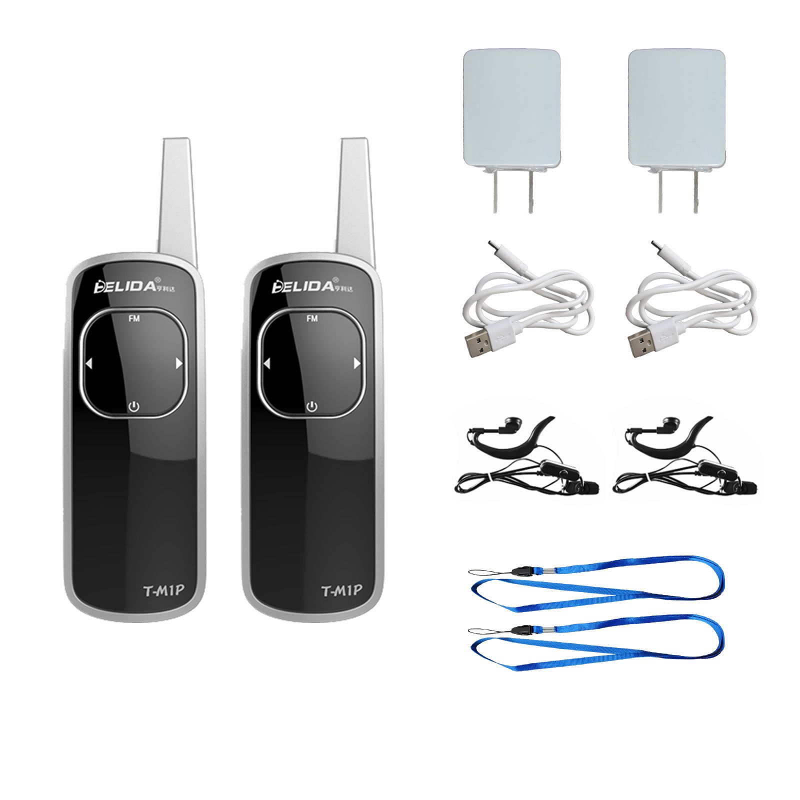 Small Light Thin FM Radio Transmitter with Headset HELIDA T-M1P 25channel Handheld 2 Way FM Radio Wholesales Mini Walkie Talkie