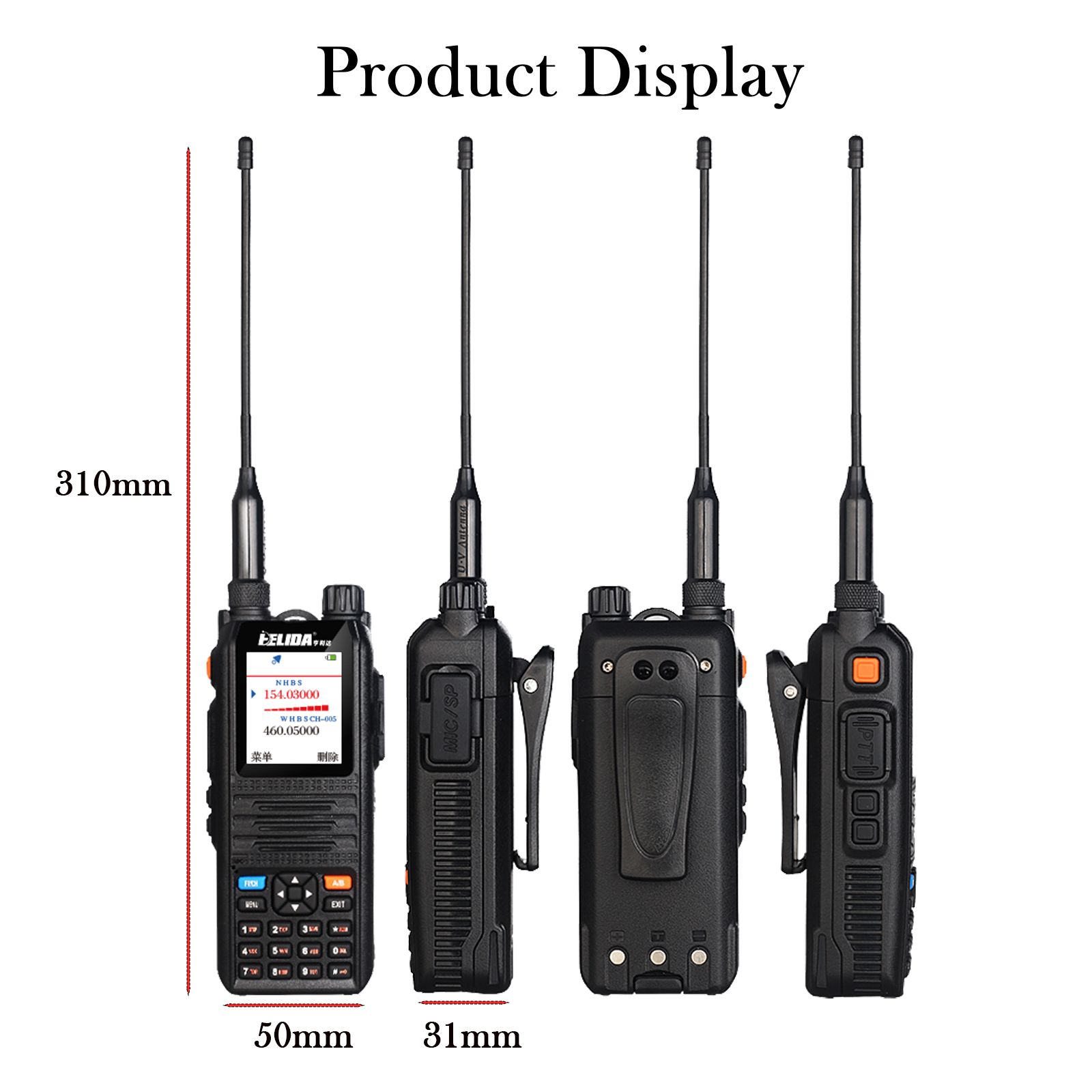 HELIDA CP-UV2000 Walkie Talkie Ham Radio Color Display VHF/UHF Tri-band Two-way Radio 5W 128 Channels Frequency Machine Portable