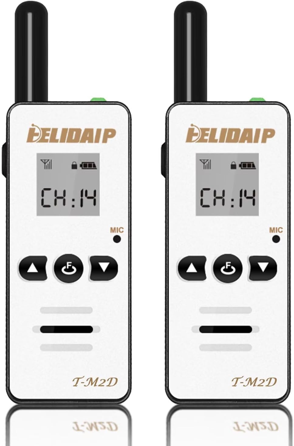 M2D Mini Walkie Talkies for Adults,Small Portable Two Way Radios,Rechargeable 128 Channels Mini 2 Way Radio for Restaurant,Supermarket,Hospital,Hiking,Skiing,Outdoor Sport,Tourism,White 2 Pack