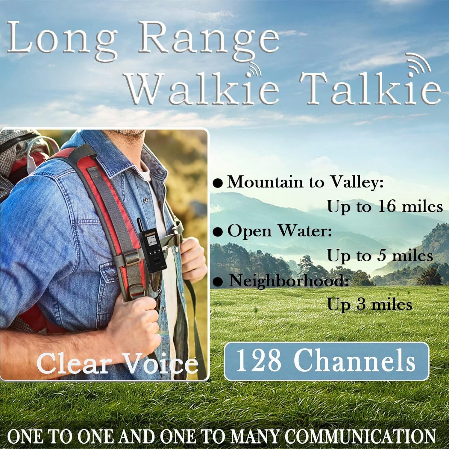 M2D Mini Walkie Talkies for Adults,Small Portable Two Way Radios,Rechargeable 128 Channels Mini 2 Way Radio for Restaurant,Supermarket,Hospital,Hiking,Skiing,Outdoor Sport,Tourism,White 2 Pack