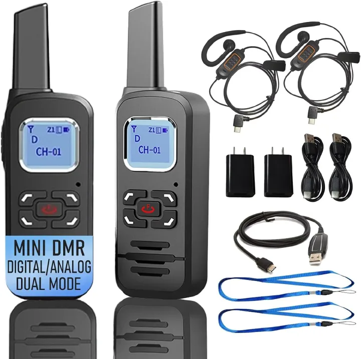F710 Super Mini DMR Radios Digital Walkie Talkies,Dual Mode DMR Encryption/Analog Two Way Radios,Includes Programming Cable,Secure & Confidential,Portable for Indoor,Outdoor Sport,2 Pack