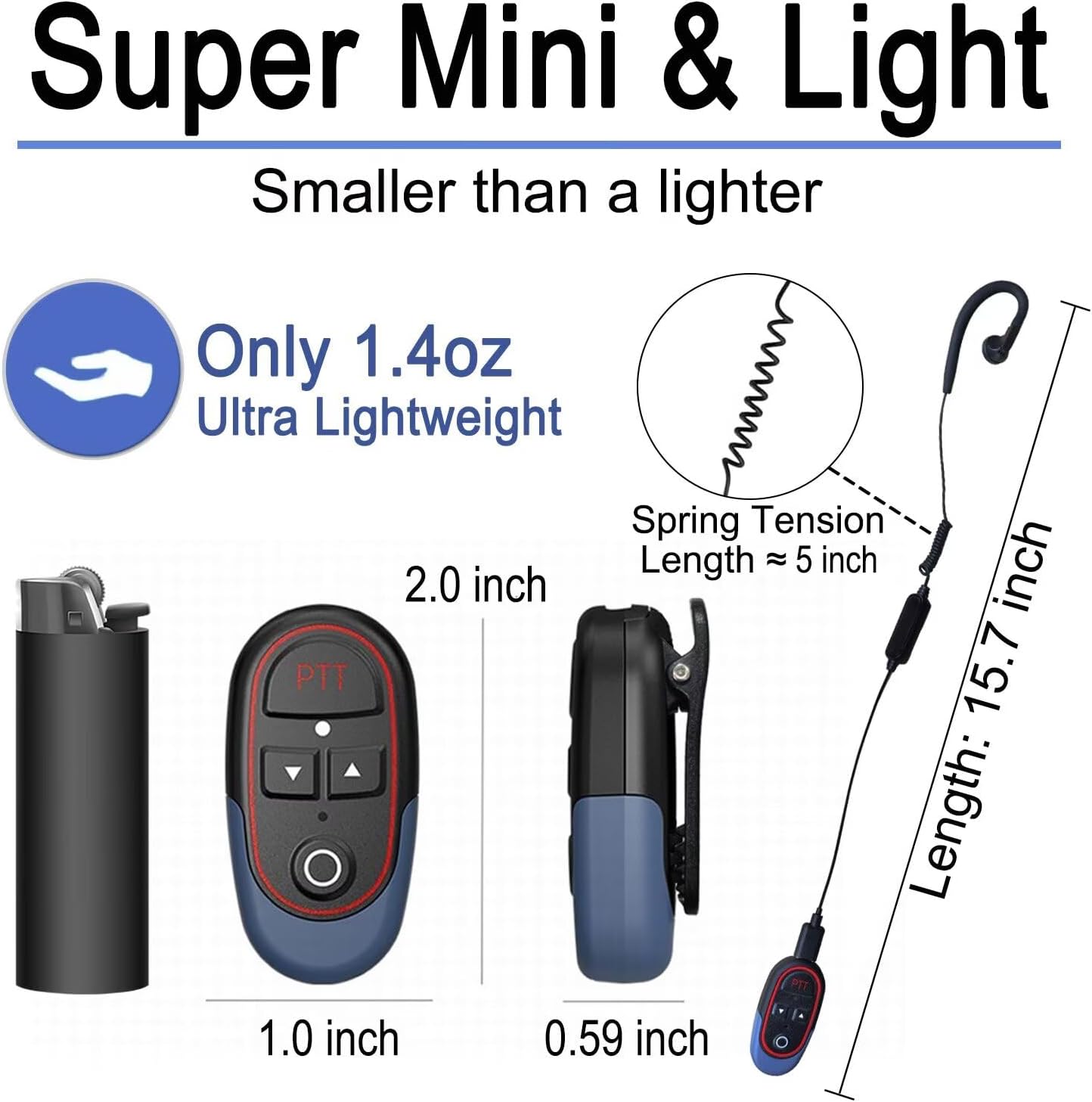 T-M10P Super Mini Walkie Talkies with Headset AI Voice Control, Hands-Free, Charging, 16 Channels, 40g,One-Touch Pairing for Restaurant, Hotel, Security, Warehouse,Events,Outdoor(2 Pack)