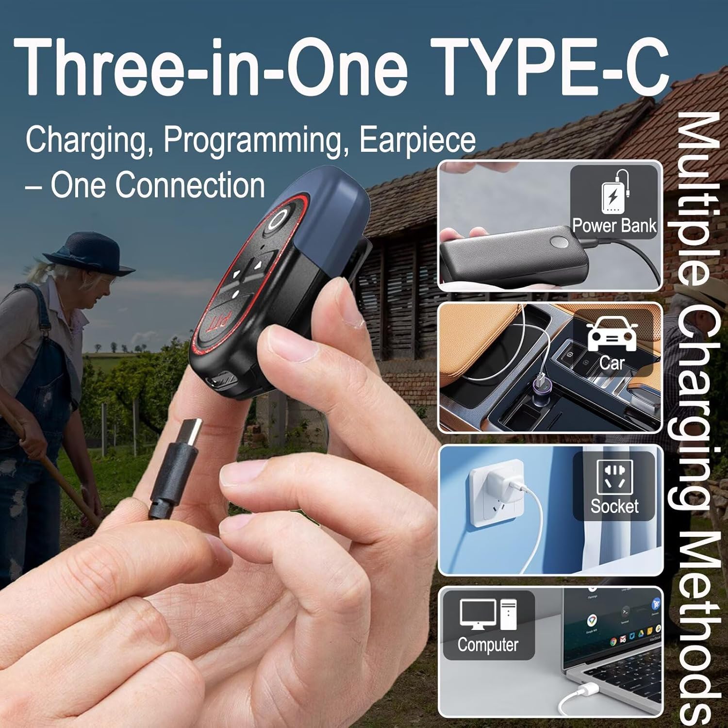 T-M10P Super Mini Walkie Talkies with Headset AI Voice Control, Hands-Free, Charging, 16 Channels, 40g,One-Touch Pairing for Restaurant, Hotel, Security, Warehouse,Events,Outdoor(2 Pack)